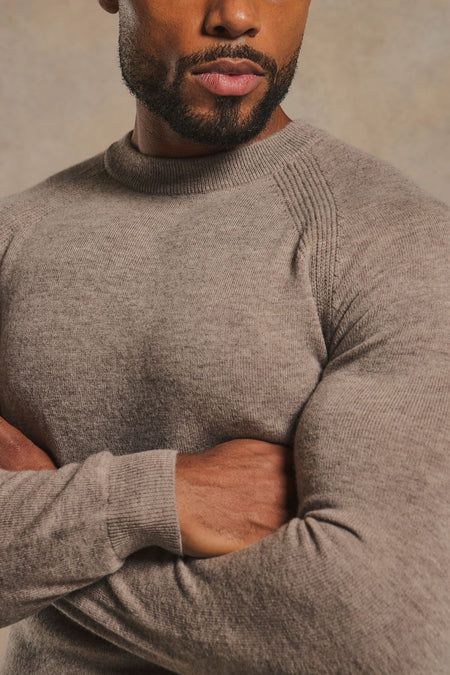 Cashemere Blend Crew Neck Sweater in Mink