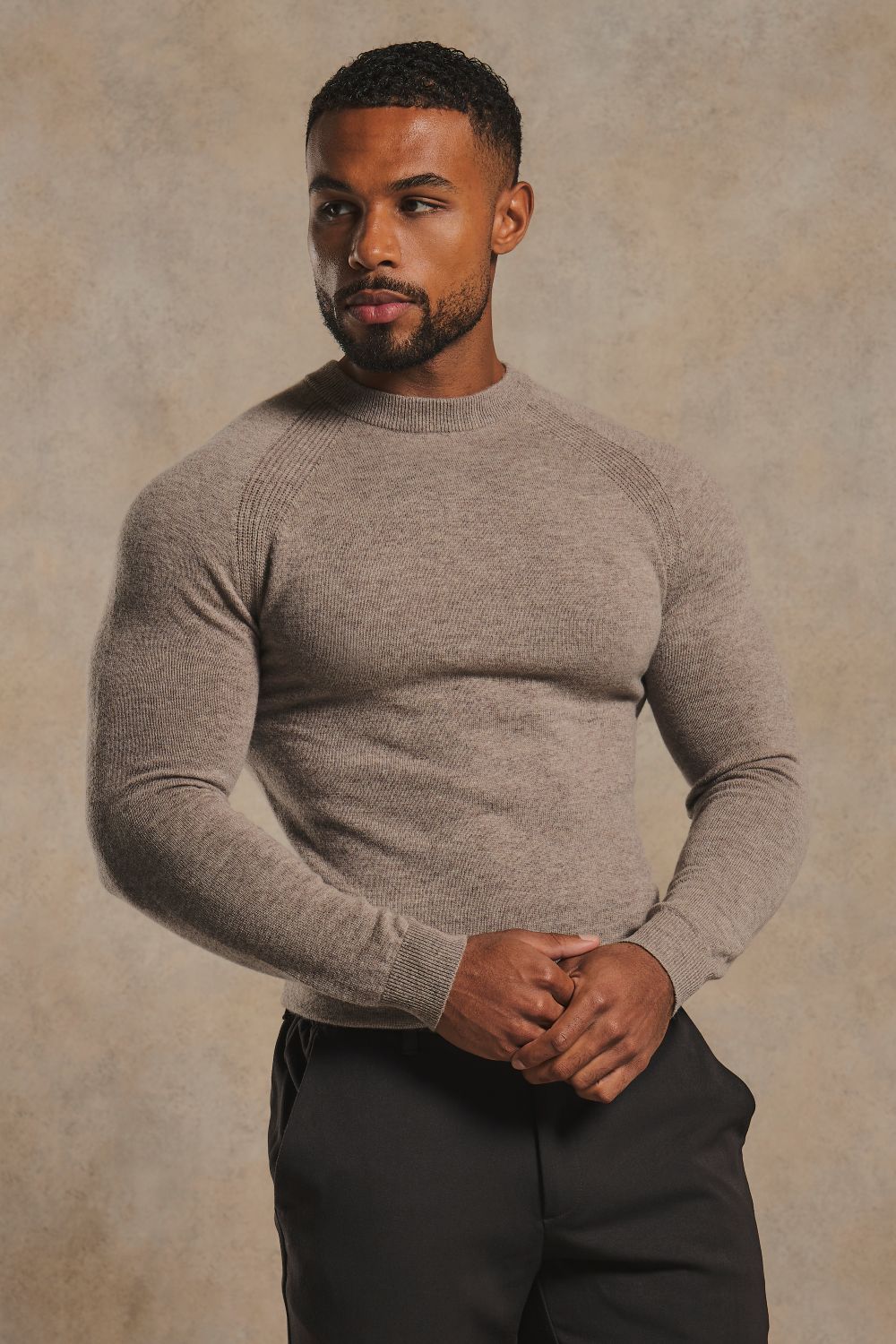 Cashemere Blend Crew Neck Sweater in Mink