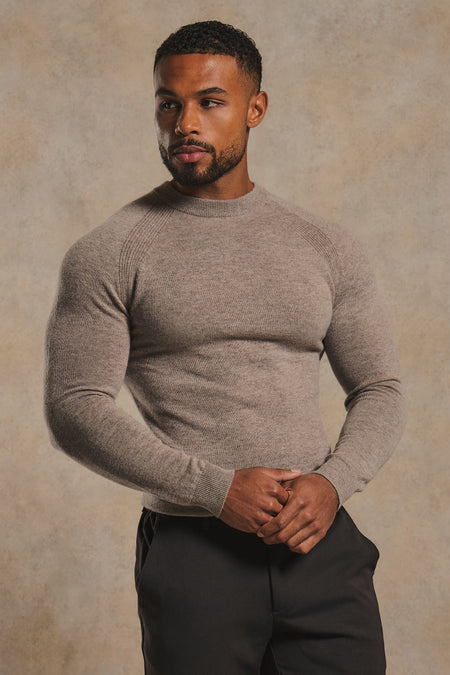 Cashemere Blend Crew Neck Sweater in Mink