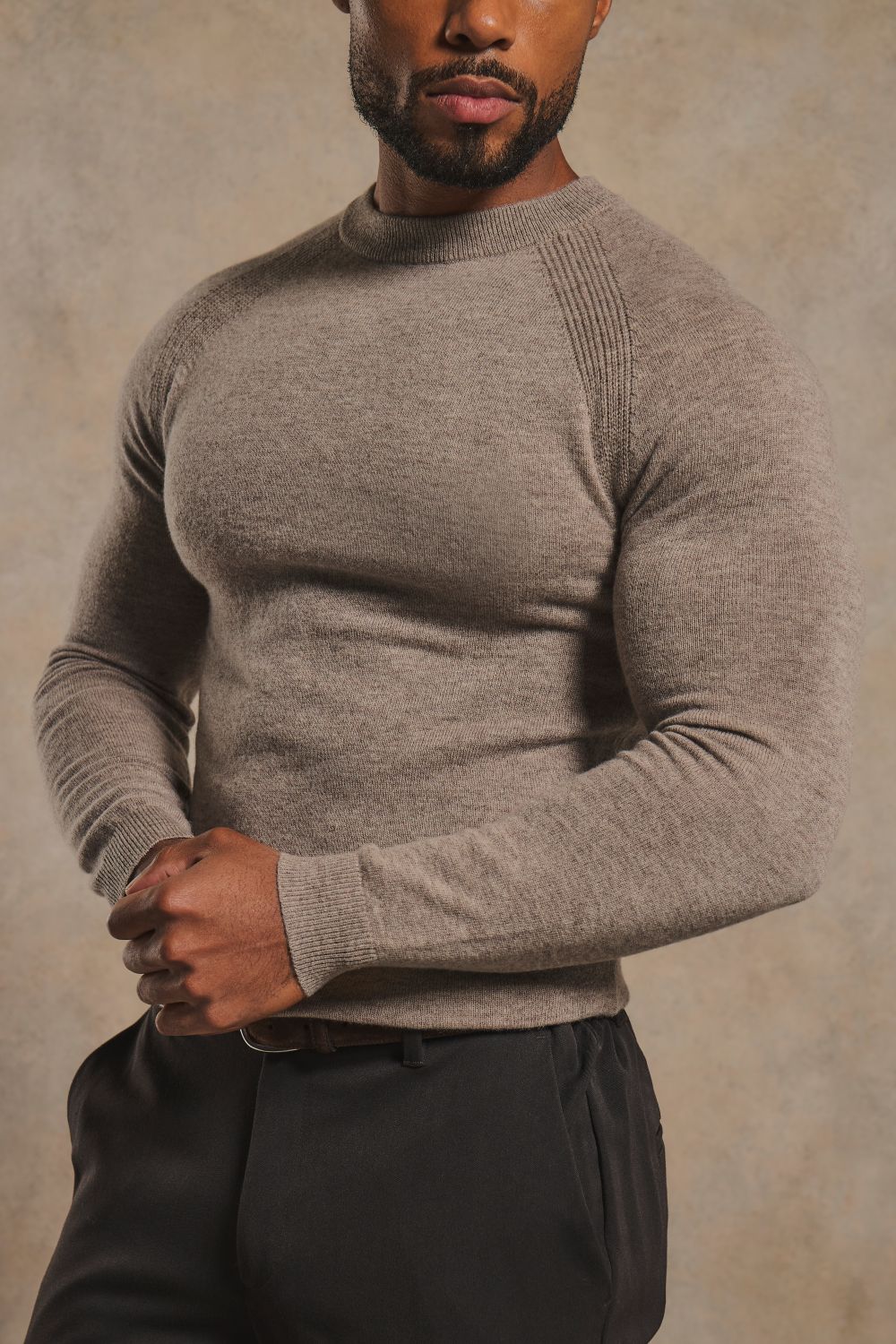 Cashemere Blend Crew Neck Sweater in Mink