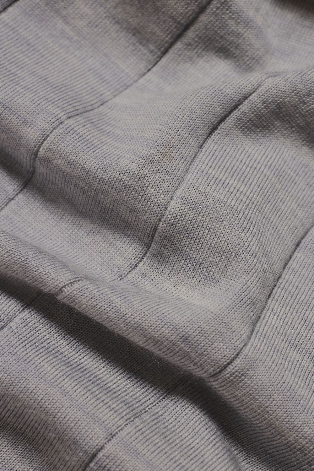 Extra Fine Merino Wool Wide Ribbed Polo Shirt in Silver Grey Marl