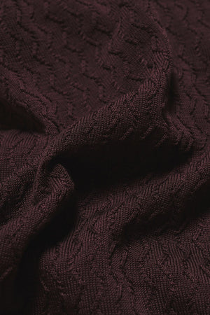 Mercerised Cotton Textured Knitted Polo Shirt in Dark Bordeaux