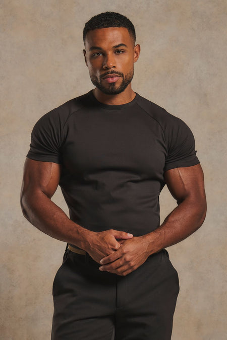 Mercerised Cotton T-Shirt in Chocolate