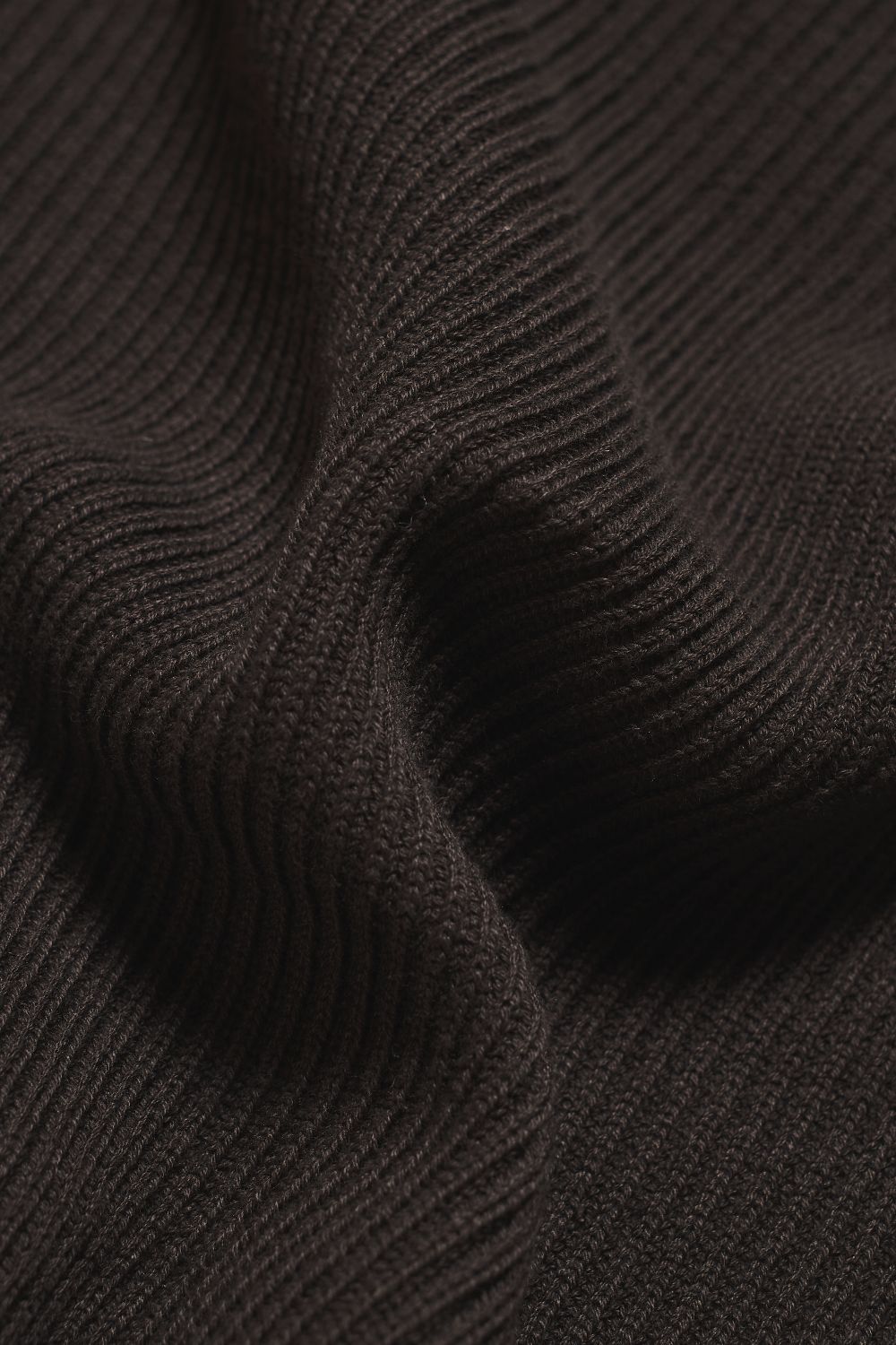 Cotton Textured Knitted Half Zip Polo Shirt in Chocolate