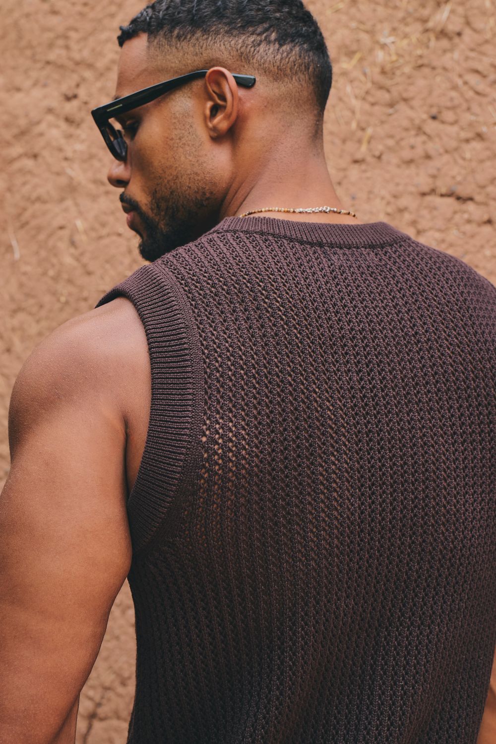 Crochet Knitted Tank Top in Chocolate - TAILORED ATHLETE - USA
