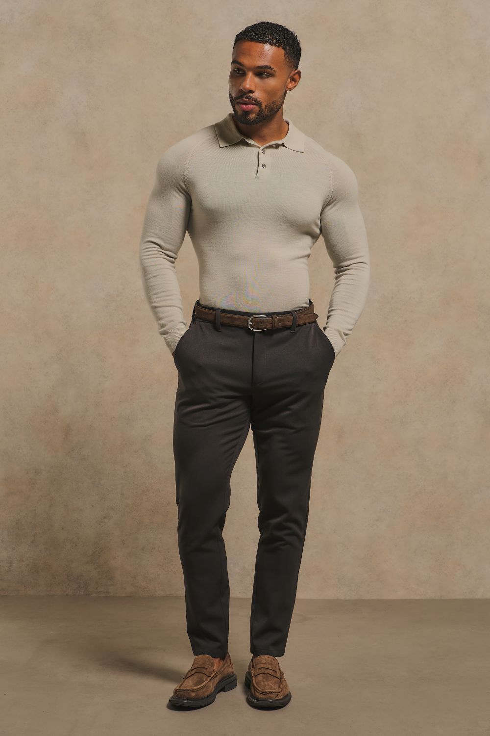 Extra Fine Merino Wool Polo Shirt in Ecru