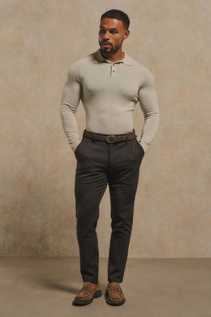 Extra Fine Merino Wool Polo Shirt in Ecru