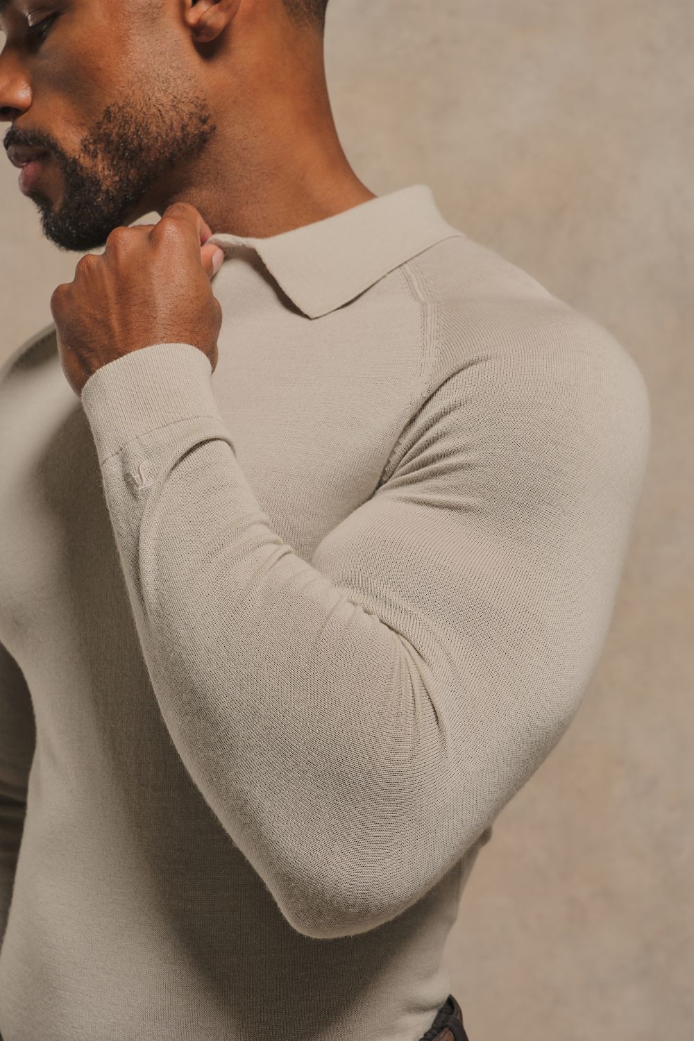 Extra Fine Merino Wool Polo Shirt in Ecru