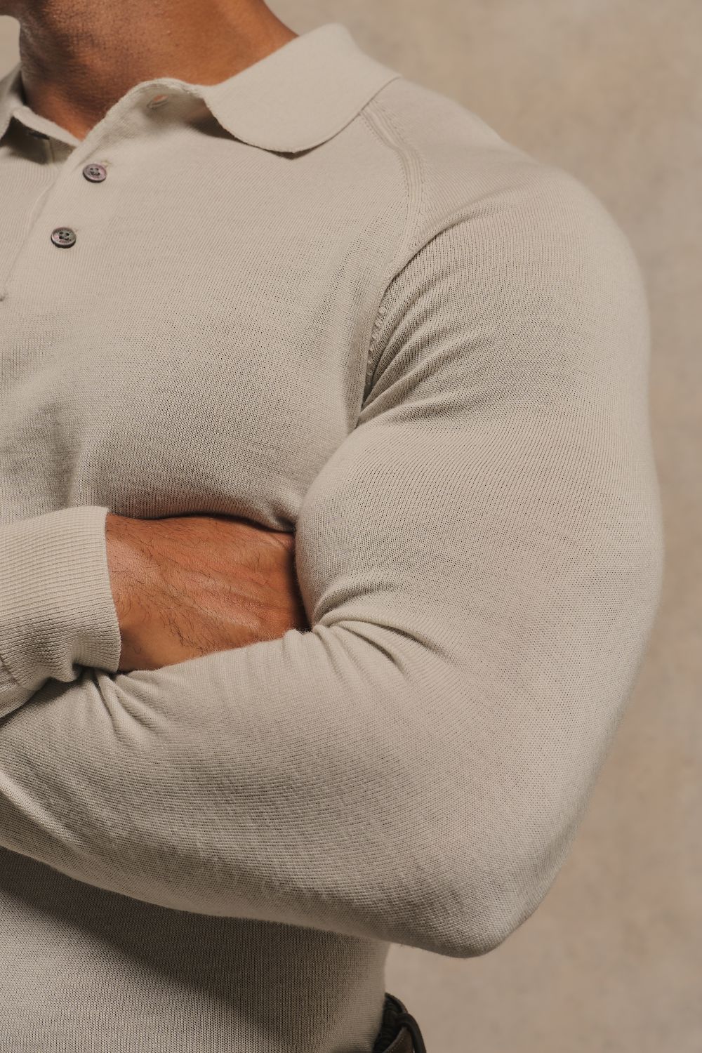 Extra Fine Merino Wool Polo Shirt in Ecru