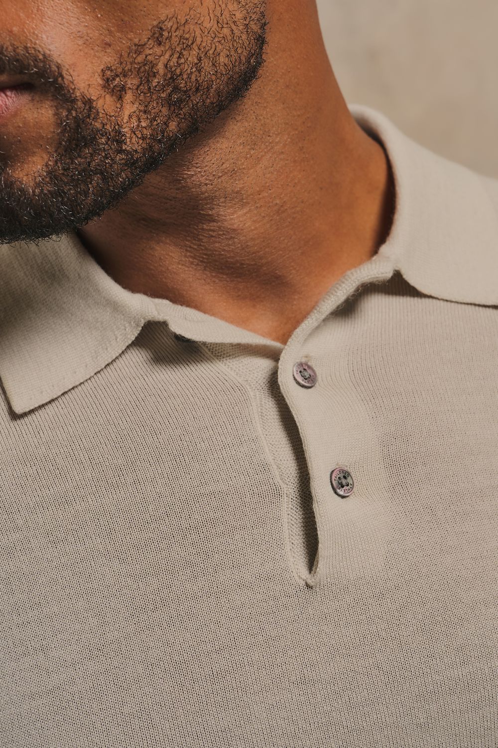 Extra Fine Merino Wool Polo Shirt in Ecru