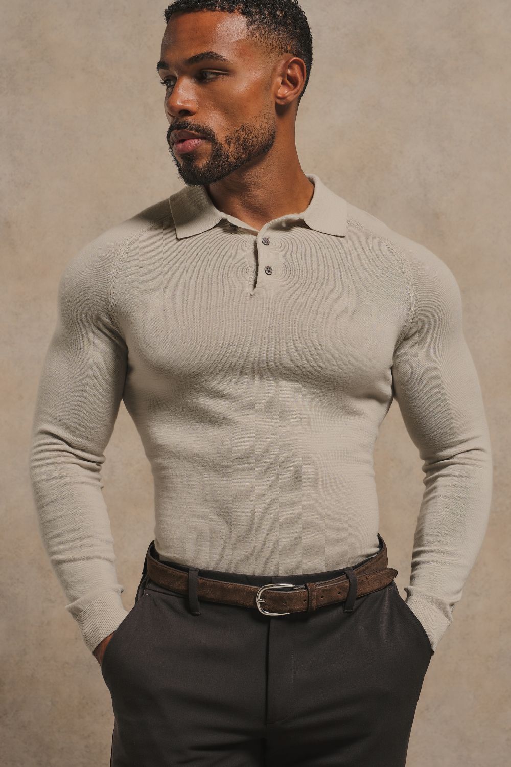 Extra Fine Merino Wool Polo Shirt in Ecru