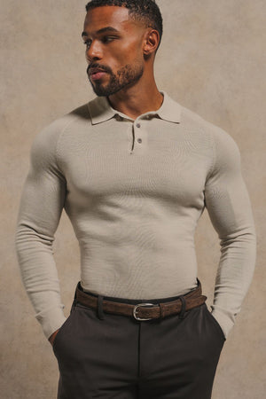Extra Fine Merino Wool Polo Shirt in Ecru