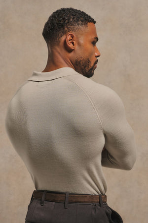 Extra Fine Merino Wool Polo Shirt in Ecru