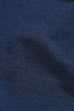 Extra Fine Merino Wool Half Zip Neck Sweater in Airforce
