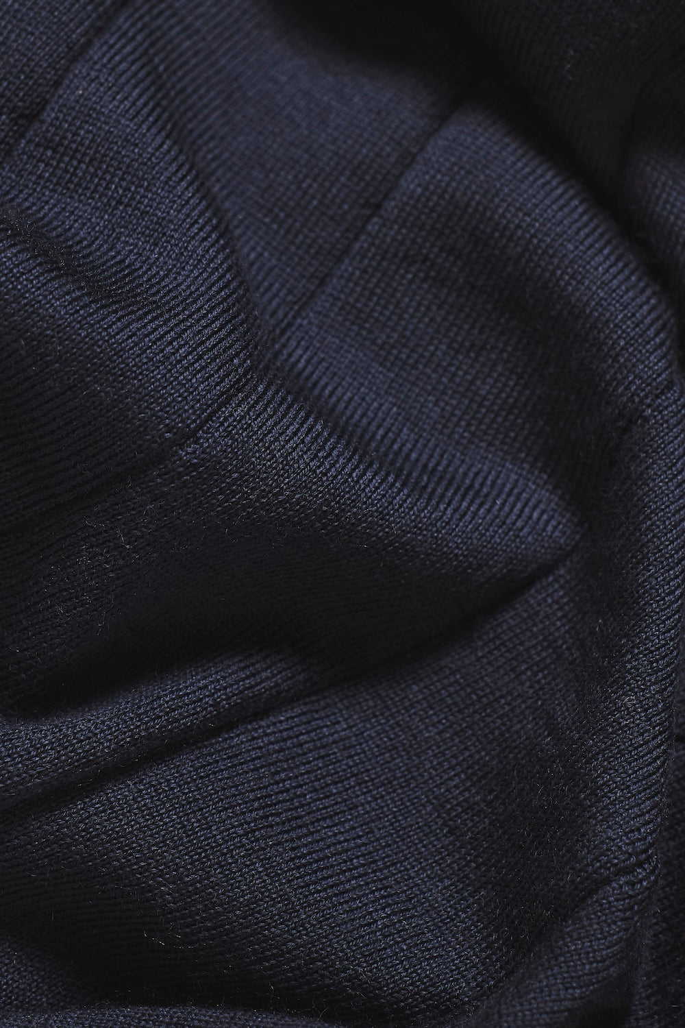 Extra Fine Merino Wool Ribbed Half Zip Neck Sweater in Midnight Navy