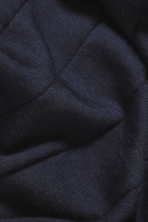 Extra Fine Merino Wool Ribbed Half Zip Neck Sweater in Midnight Navy