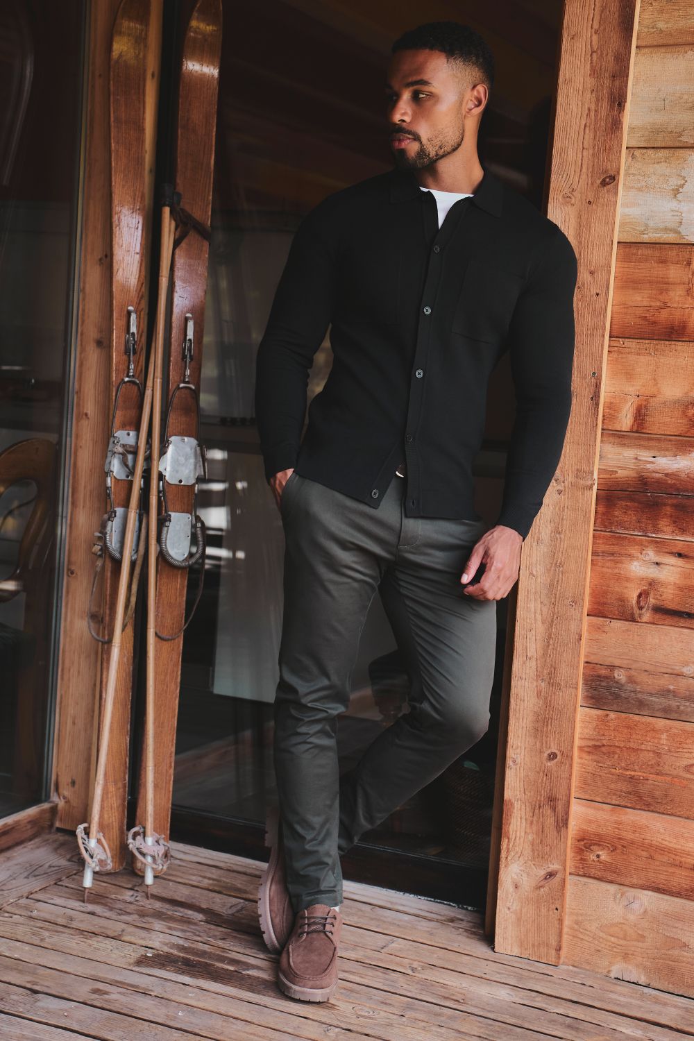 Double Faced Knitted Cardigan in Black