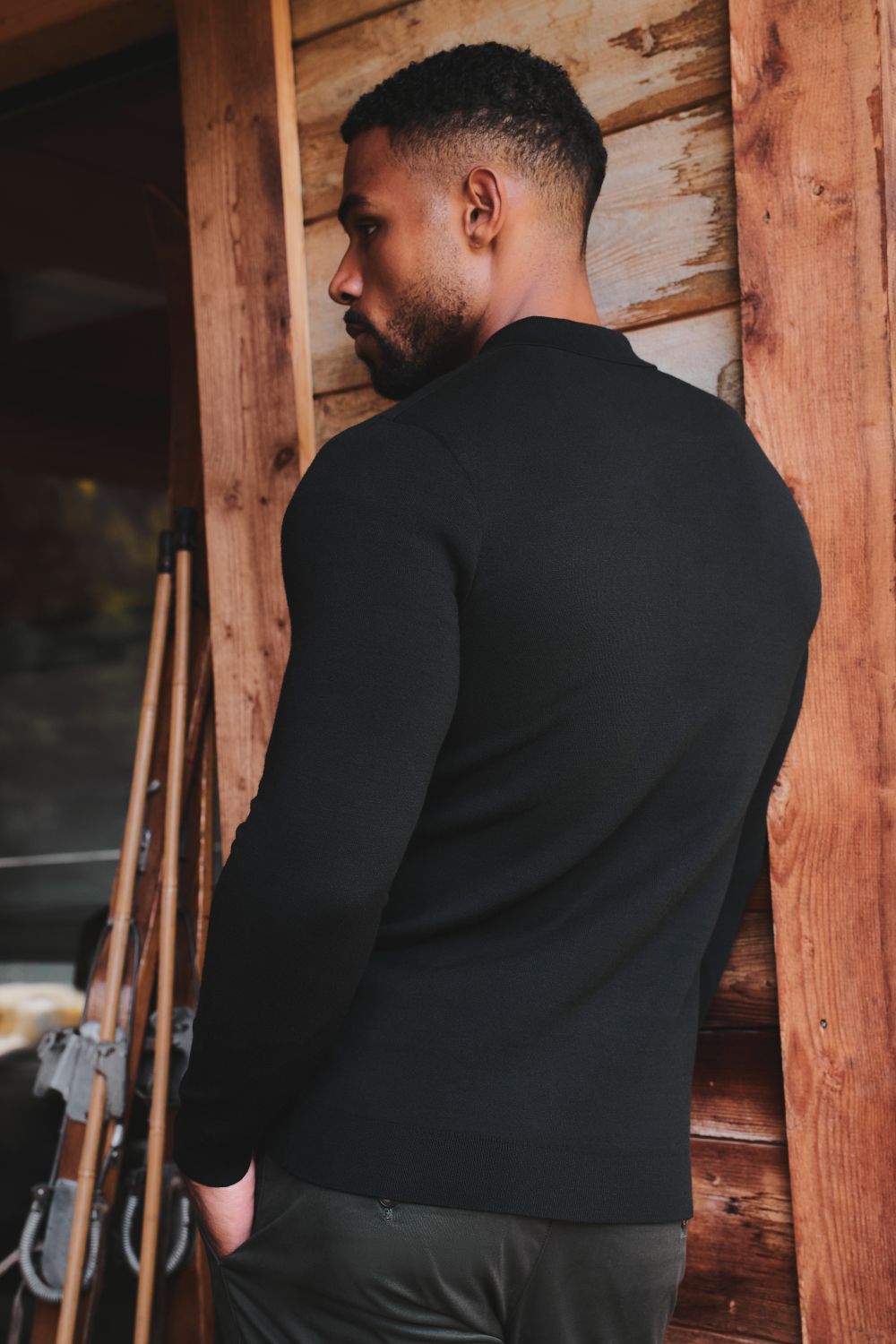 Double Faced Knitted Cardigan in Black