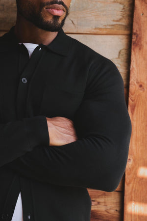 Double Faced Knitted Cardigan in Black