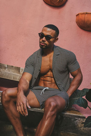 Geo Printed Shirt in Black - TAILORED ATHLETE - USA