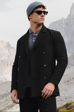 Double Breasted Peacoat in Black