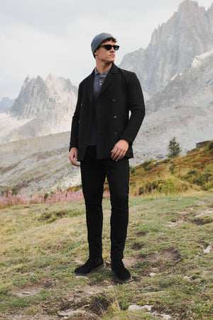 Double Breasted Peacoat in Black