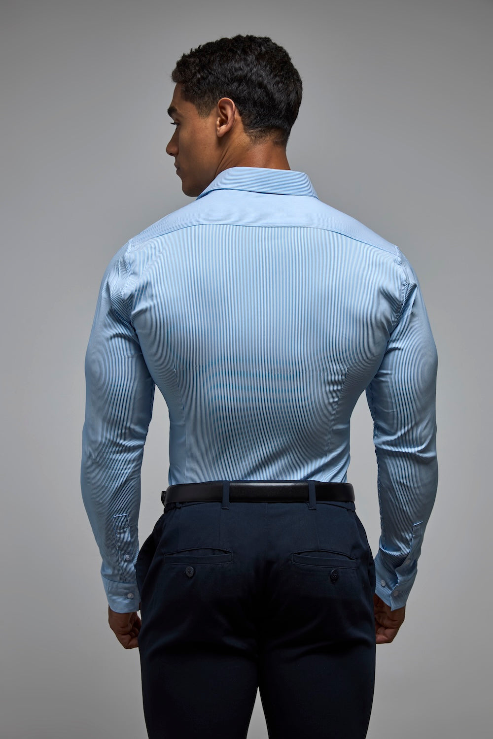 Performance Business Shirt in Blue/White Bengal Stripe - TAILORED ATHLETE - USA