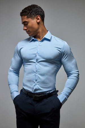 Performance Business Shirt in Blue/White Bengal Stripe - TAILORED ATHLETE - USA