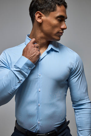 Performance Business Shirt in Blue/White Bengal Stripe - TAILORED ATHLETE - USA