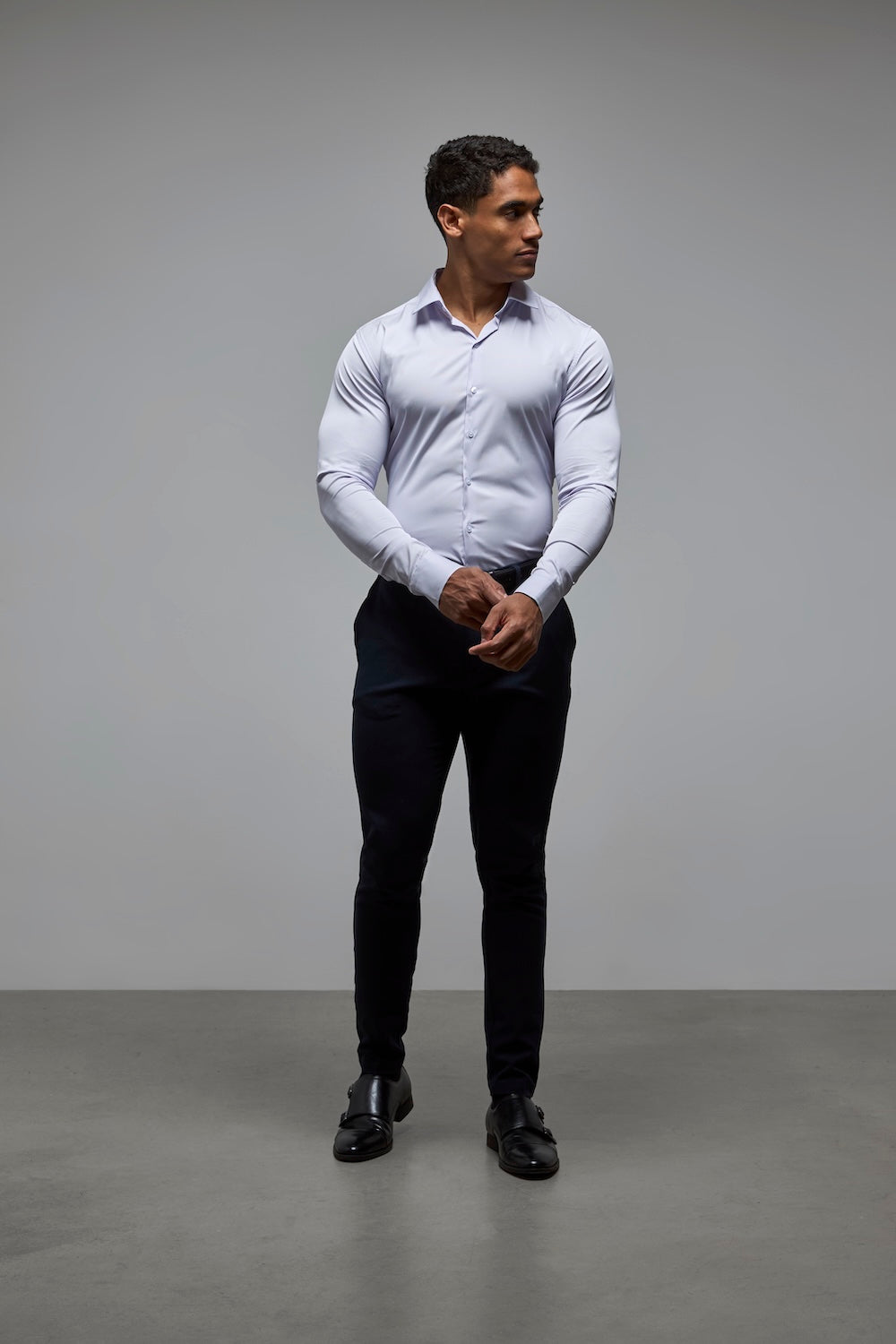 Performance Business Shirt in Lilac/White Bengal Stripe - TAILORED ATHLETE - USA