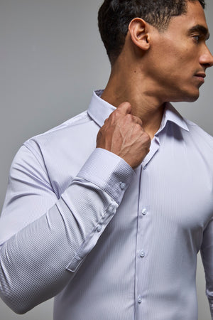 Performance Business Shirt in Lilac/White Bengal Stripe - TAILORED ATHLETE - USA