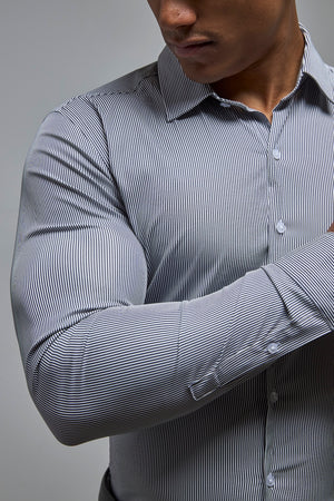 Performance Business Shirt in Navy/White Bengal Stripe - TAILORED ATHLETE - USA