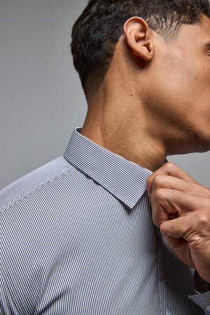 Performance Business Shirt in Navy/White Bengal Stripe - TAILORED ATHLETE - USA