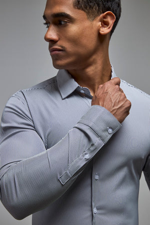 Performance Business Shirt in Navy/White Bengal Stripe - TAILORED ATHLETE - USA