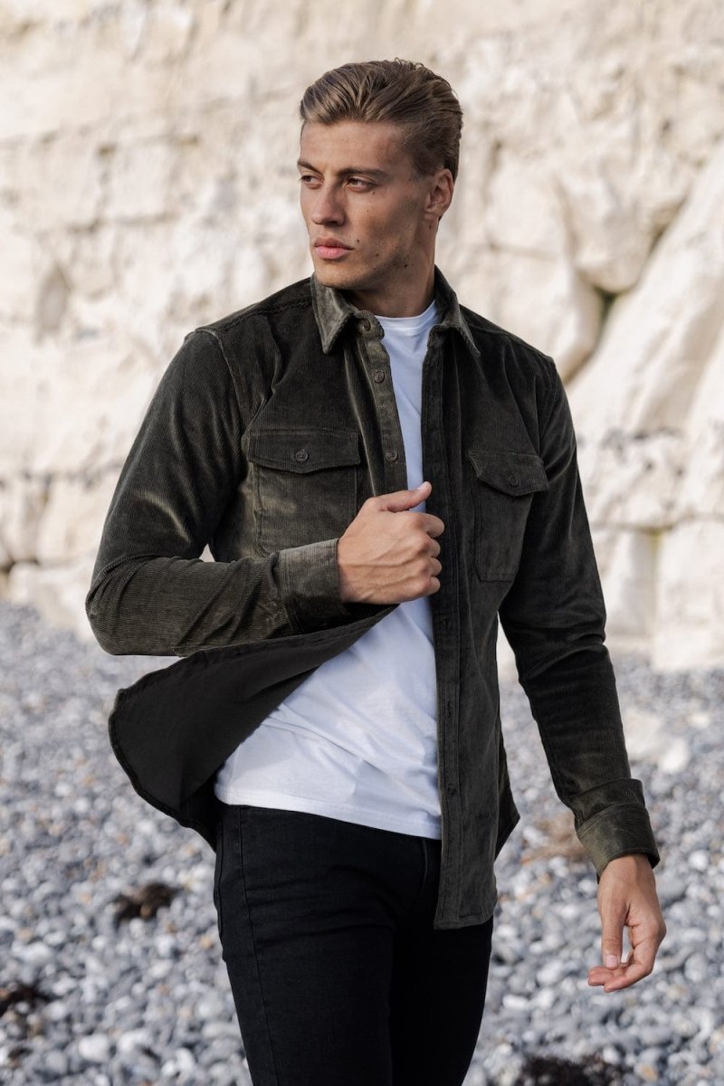 Cord Overshirt in Olive Green - TAILORED ATHLETE - USA