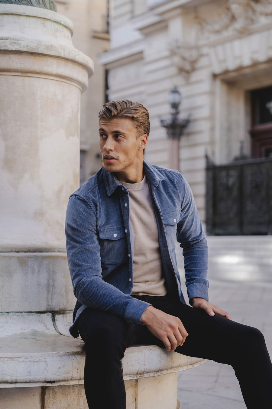 Cord Overshirt in Airforce Blue - TAILORED ATHLETE - USA