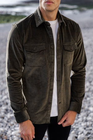 Cord Overshirt in Olive Green - TAILORED ATHLETE - USA