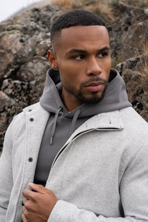 Funnel Neck Overcoat in Pale Grey - TAILORED ATHLETE - USA