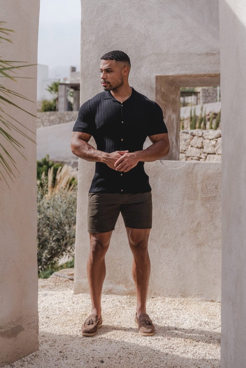 Athletic Fit Stretch Chino Shorts 7" in Khaki - TAILORED ATHLETE - USA