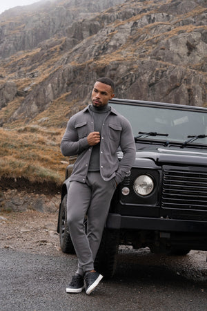 Twill Jersey Shacket in Steel Grey - TAILORED ATHLETE - USA