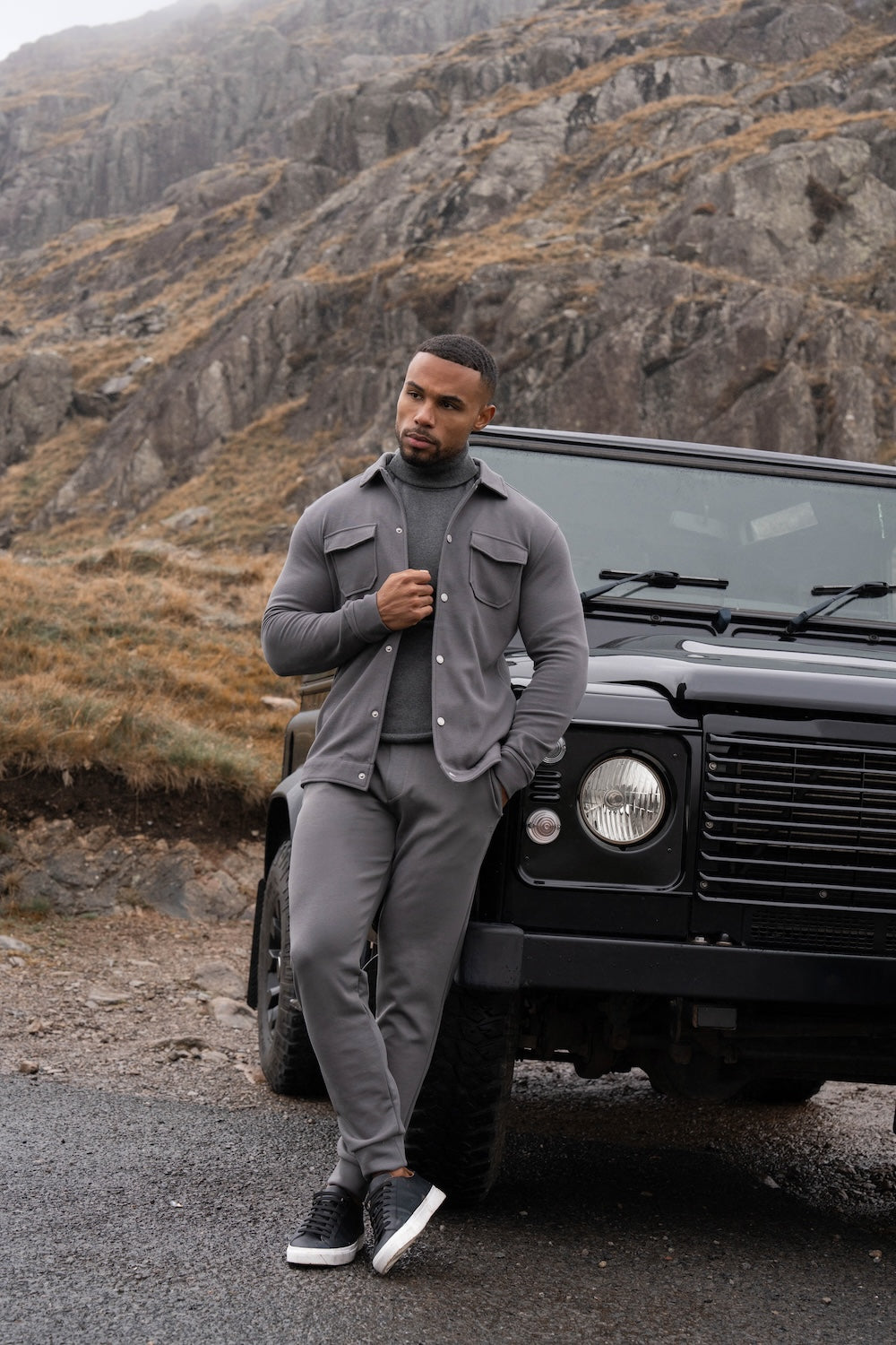 Twill Jersey Shacket in Steel Grey - TAILORED ATHLETE - USA