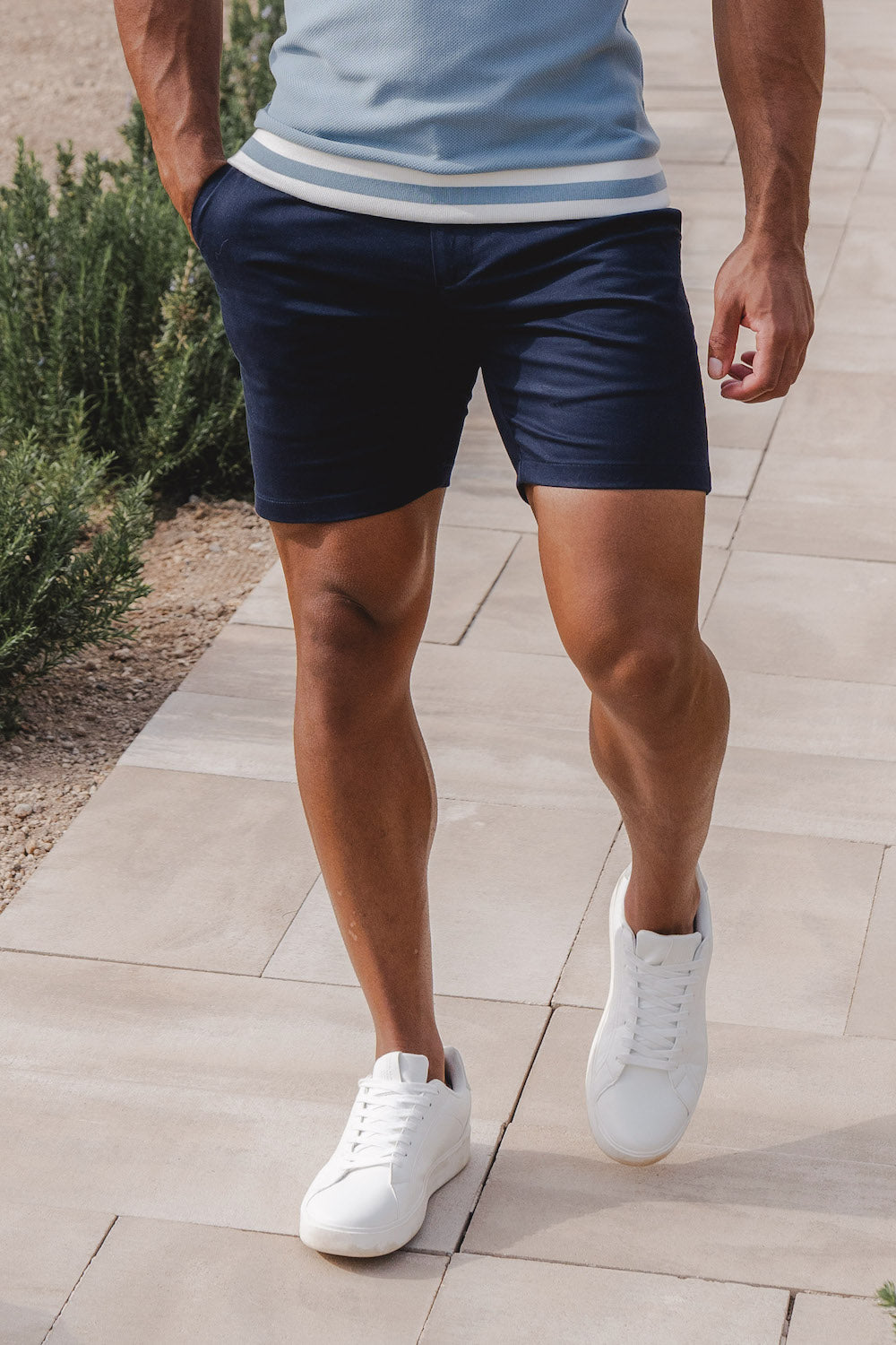 Athletic Fit Chino Shorts 7'' in Navy - TAILORED ATHLETE - USA