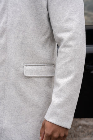 Funnel Neck Overcoat in Pale Grey - TAILORED ATHLETE - USA
