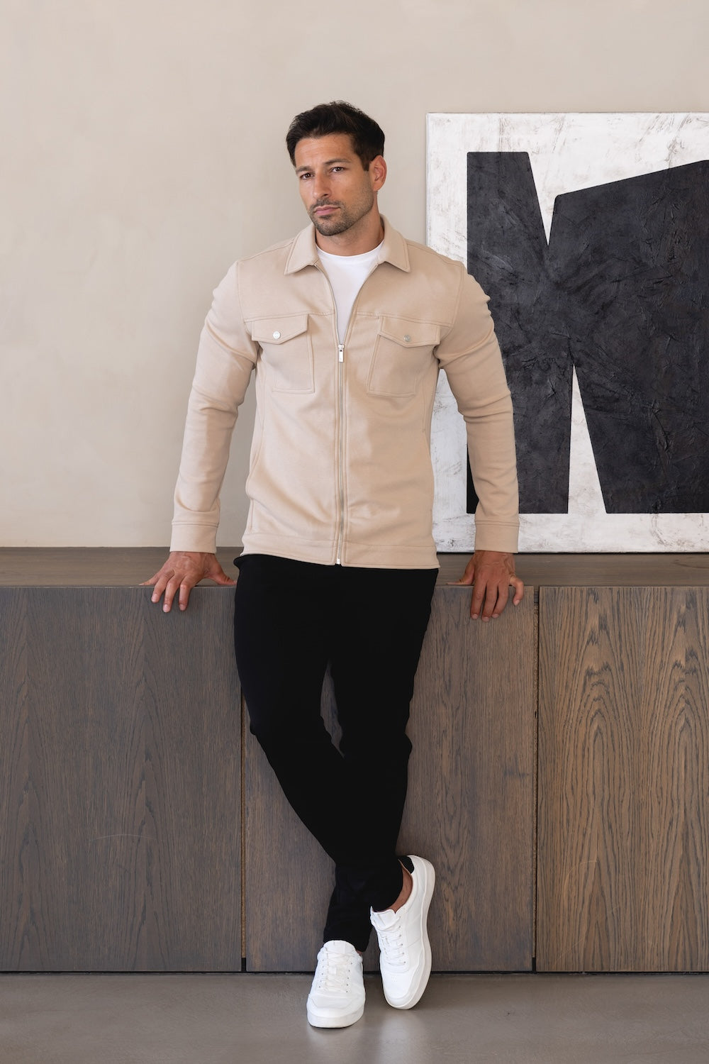 Interlock Zip Through Shacket in Stone - TAILORED ATHLETE - USA