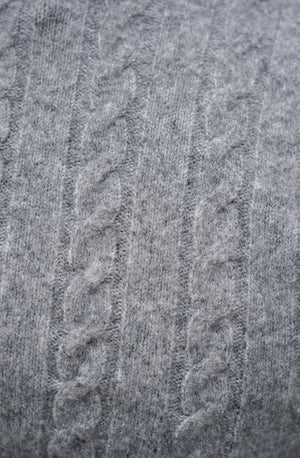 Soft Cable Crew Neck Sweater in Mid Grey - TAILORED ATHLETE - USA