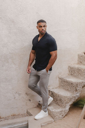 Athletic Fit Short Sleeve Viscose Shirt in Black - TAILORED ATHLETE - USA