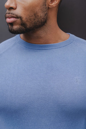 Cotton Crew Neck (LS) in Steel Blue - TAILORED ATHLETE - USA