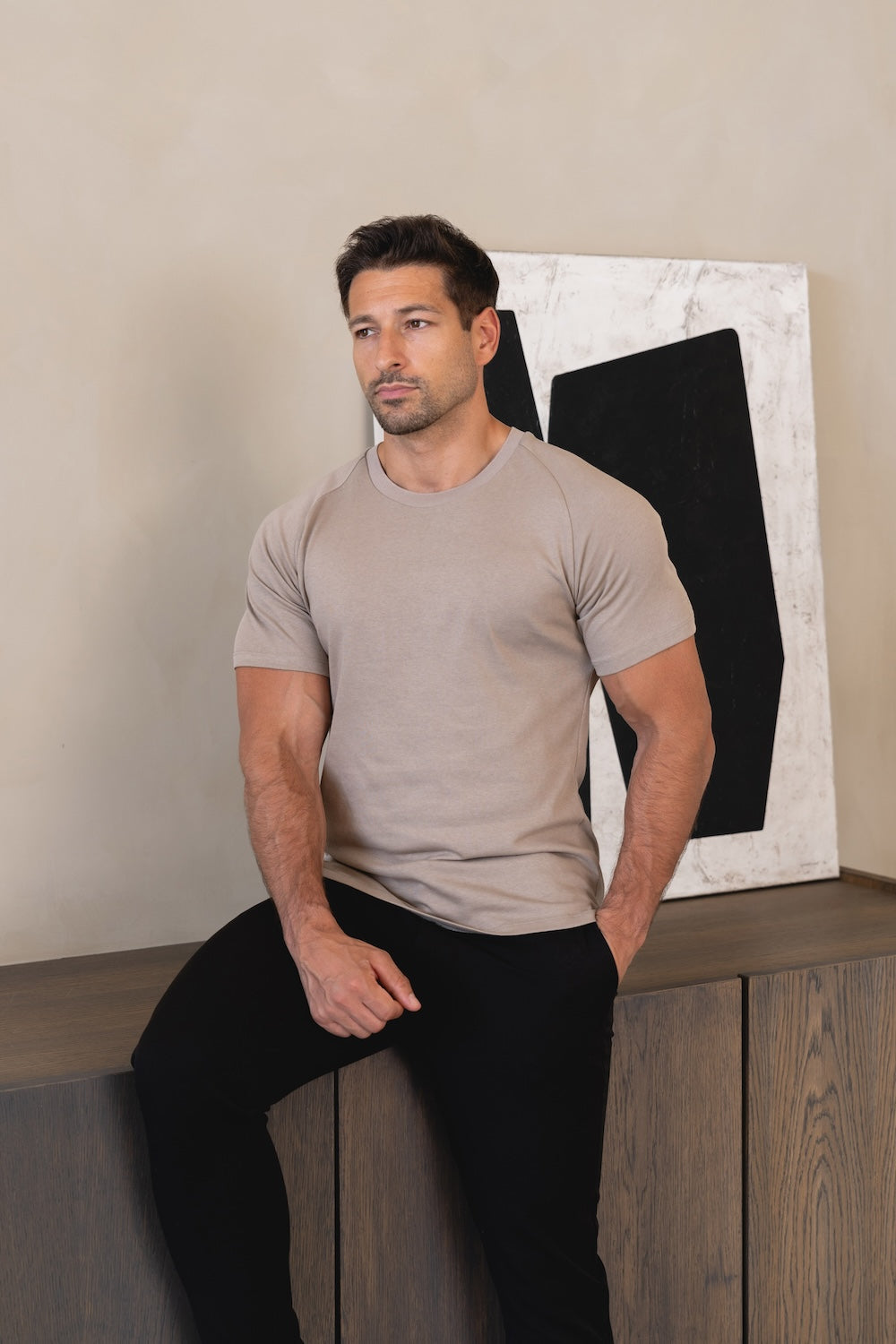 Knit Look T-Shirt in Mole - TAILORED ATHLETE - USA