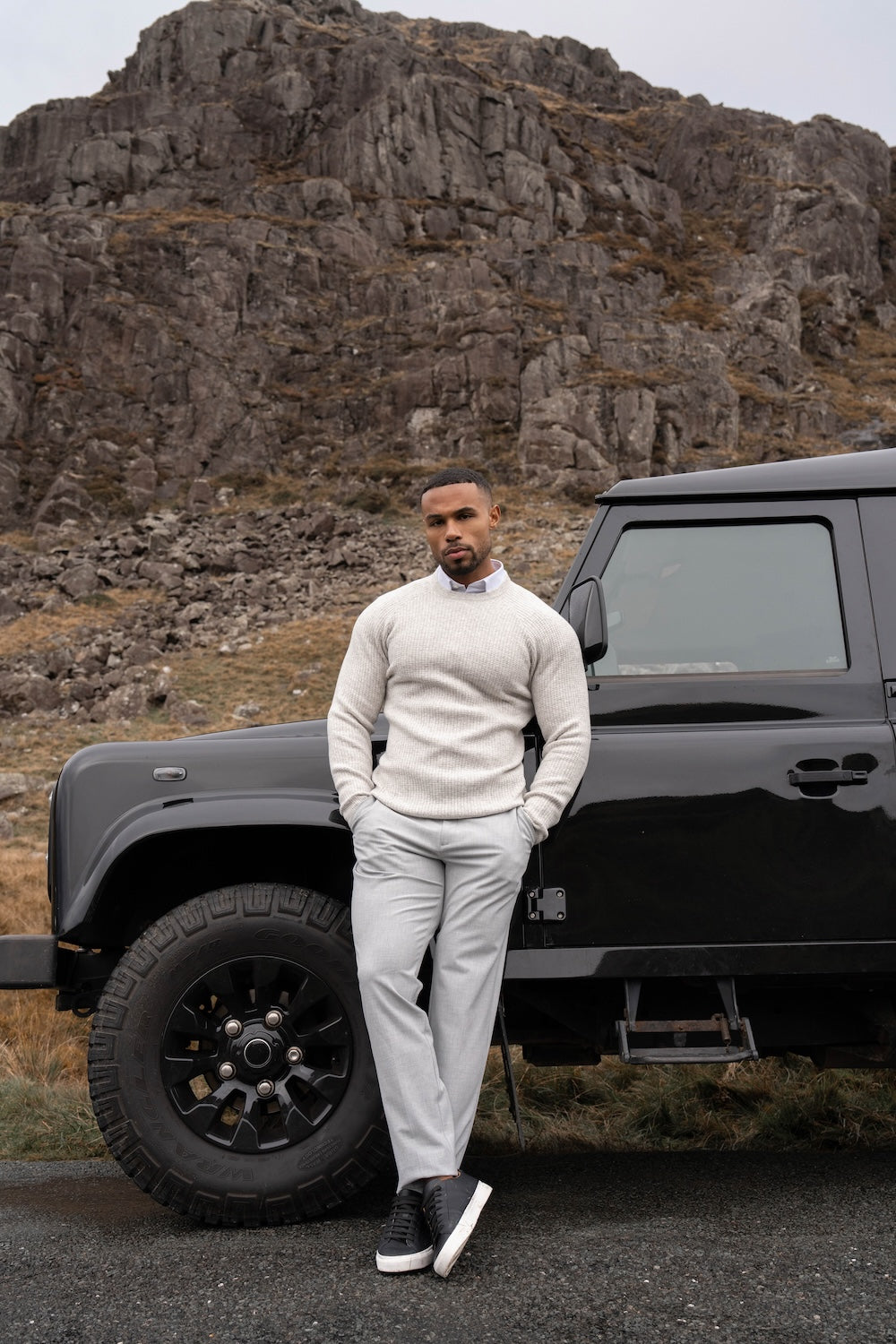 Fisherman Crew Neck Sweater in Soft Grey - TAILORED ATHLETE - USA