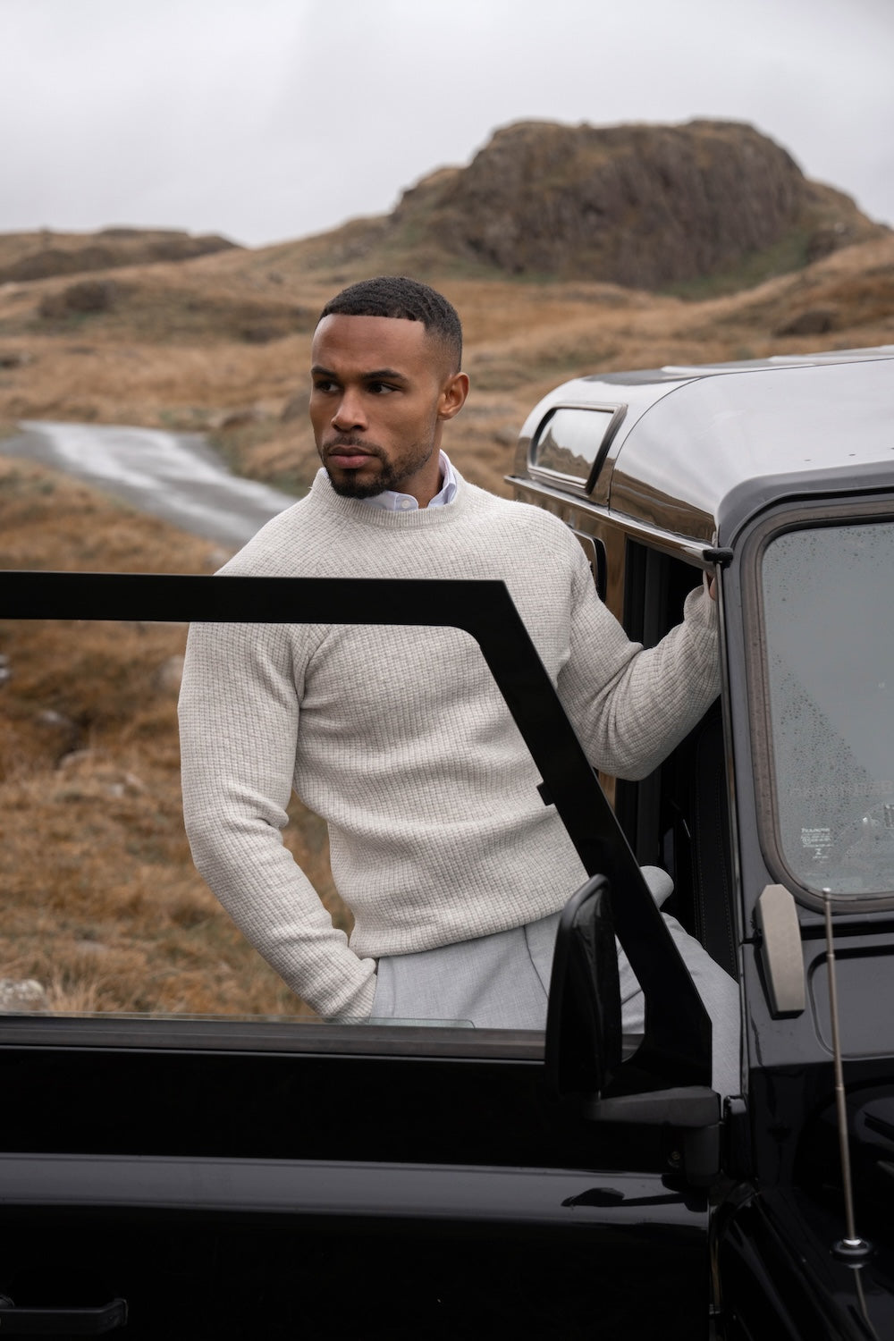 Fisherman Crew Neck Sweater in Soft Grey - TAILORED ATHLETE - USA